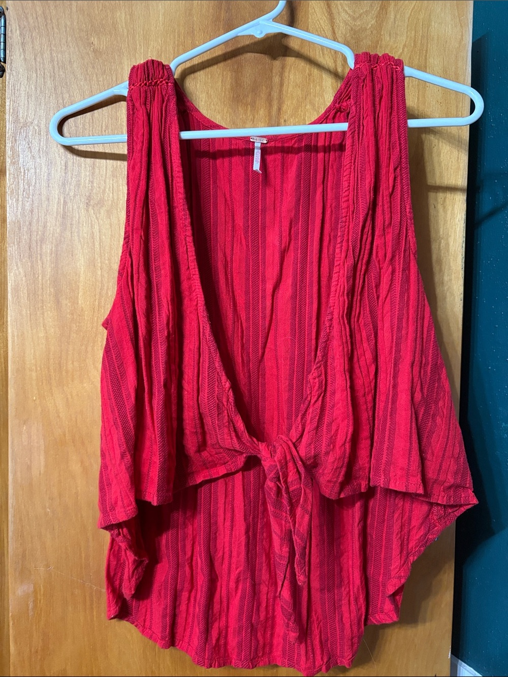 Free People Red Tie-Front Draped Camisole
